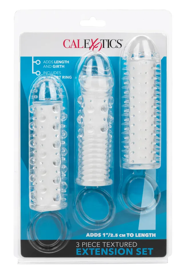 Male Sex Toys 3 Piece Textured Extension Set CalExotics