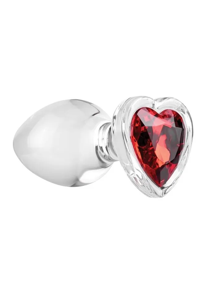 Anal Adam and Eve Adam and Eve Red Heart Gem Glass Anal Plug