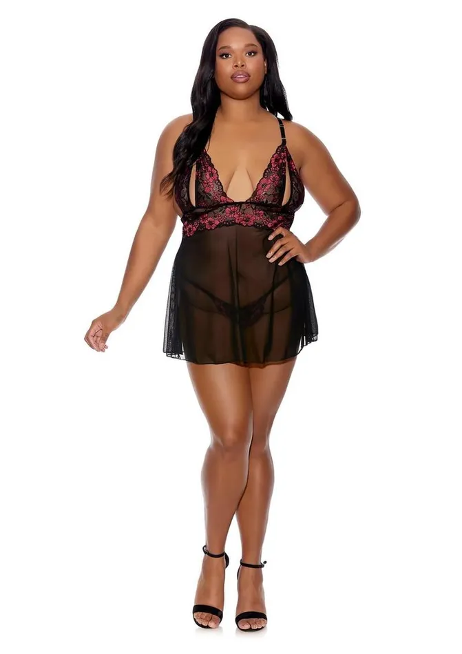 Barely Bare Split Cup Babydoll and GString Panty Barely Bare Female Sex Toys