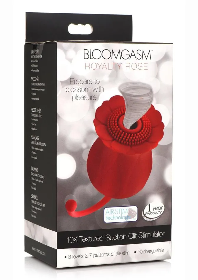 Inmi Bloomgasm Royalty Rose Rechargeable Silicone Textured Suction Clitoral Stimulator Bloomgasm Female Sex Toys