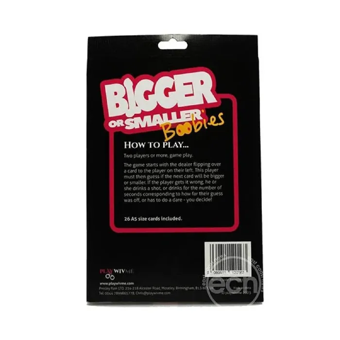 Games Play Wiv Me Bigger or Smaller Boobs Card Game Creative Conceptions