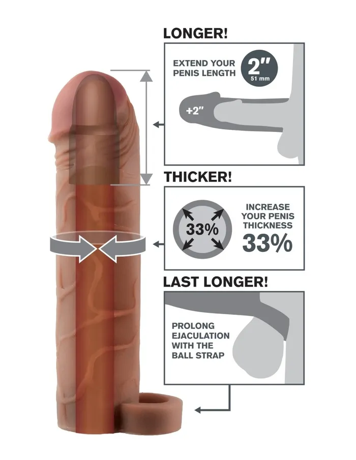 Pipedream Male Sex Toys Fantasy XTensions Perfect 2Inch Extension With Ball Strap Brown