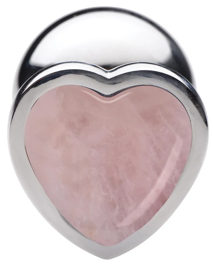 Anal XR Brands Rose Quartz Gemstone Heart Anal Plug