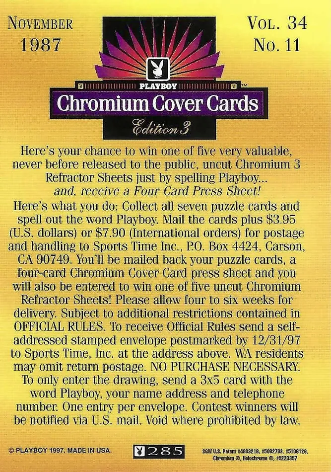 Couples Greenthunderbirds Cards Playboy Chromium Cover Edition 3 285